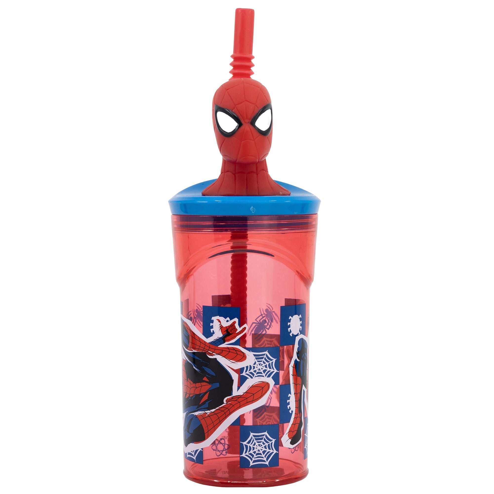 Glas með röri og haus - Spiderman