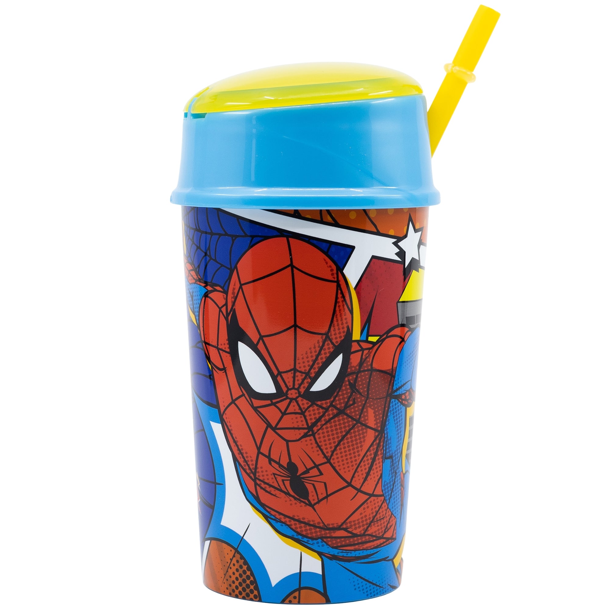 Glas með röri og snakk hólfi - Spiderman