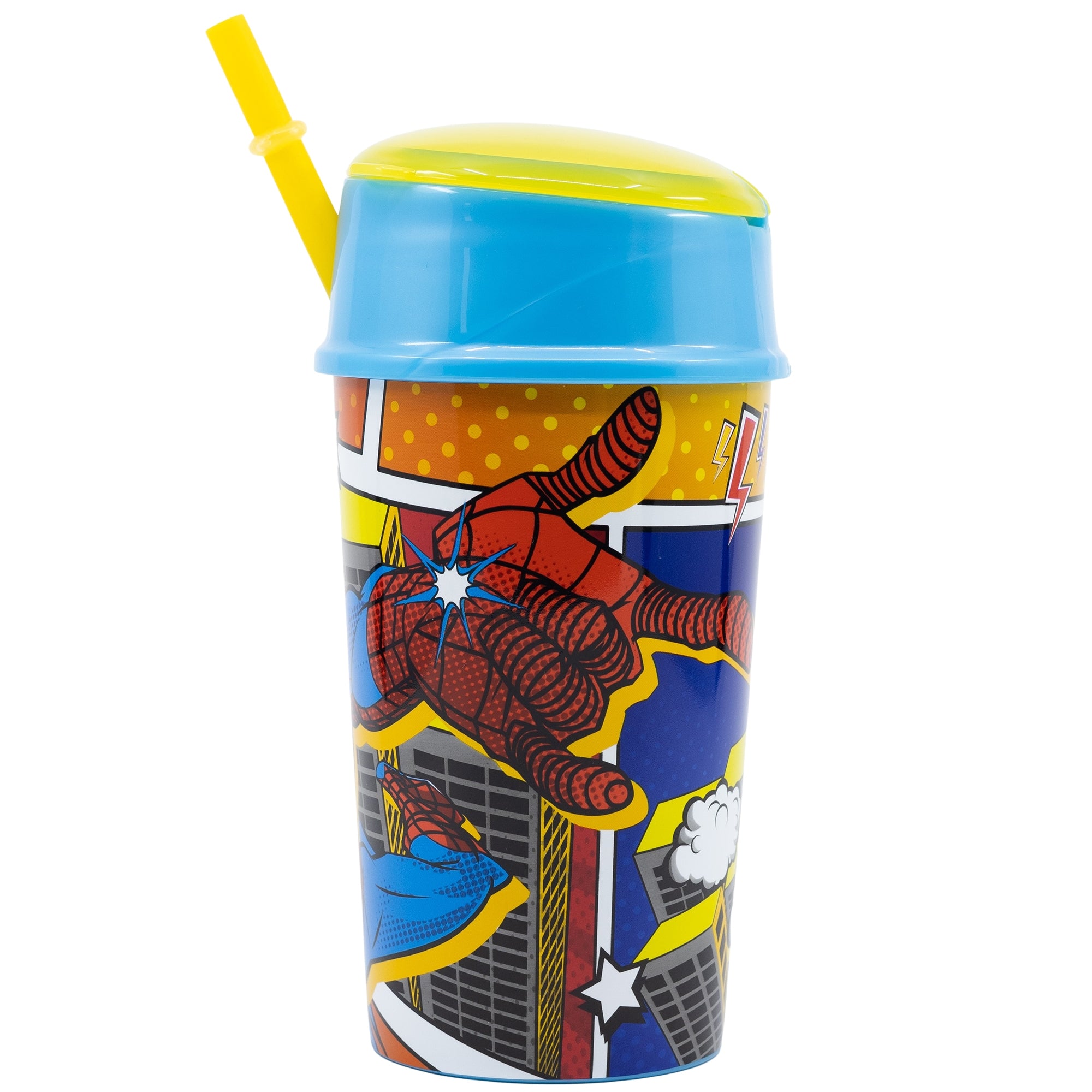 Glas með röri og snakk hólfi - Spiderman